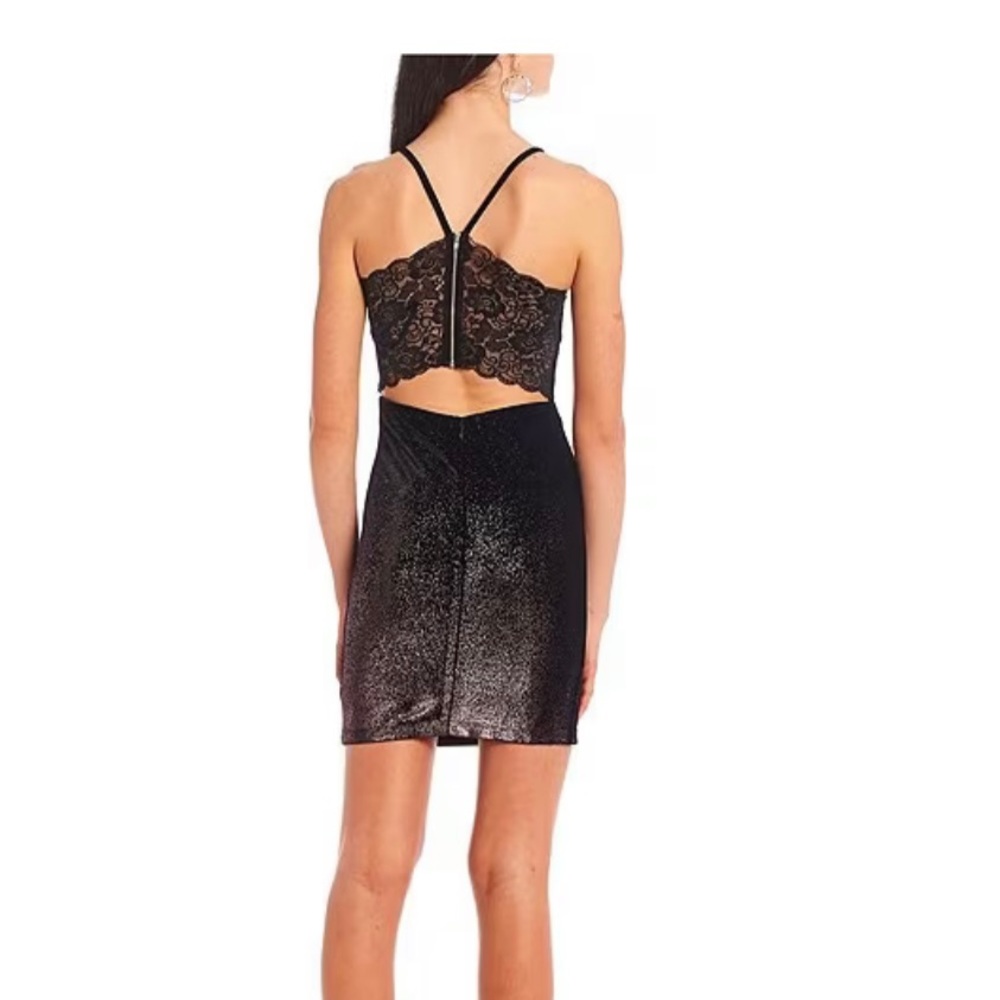 Sleeveless ombré glitter black pink dress juniors size 13